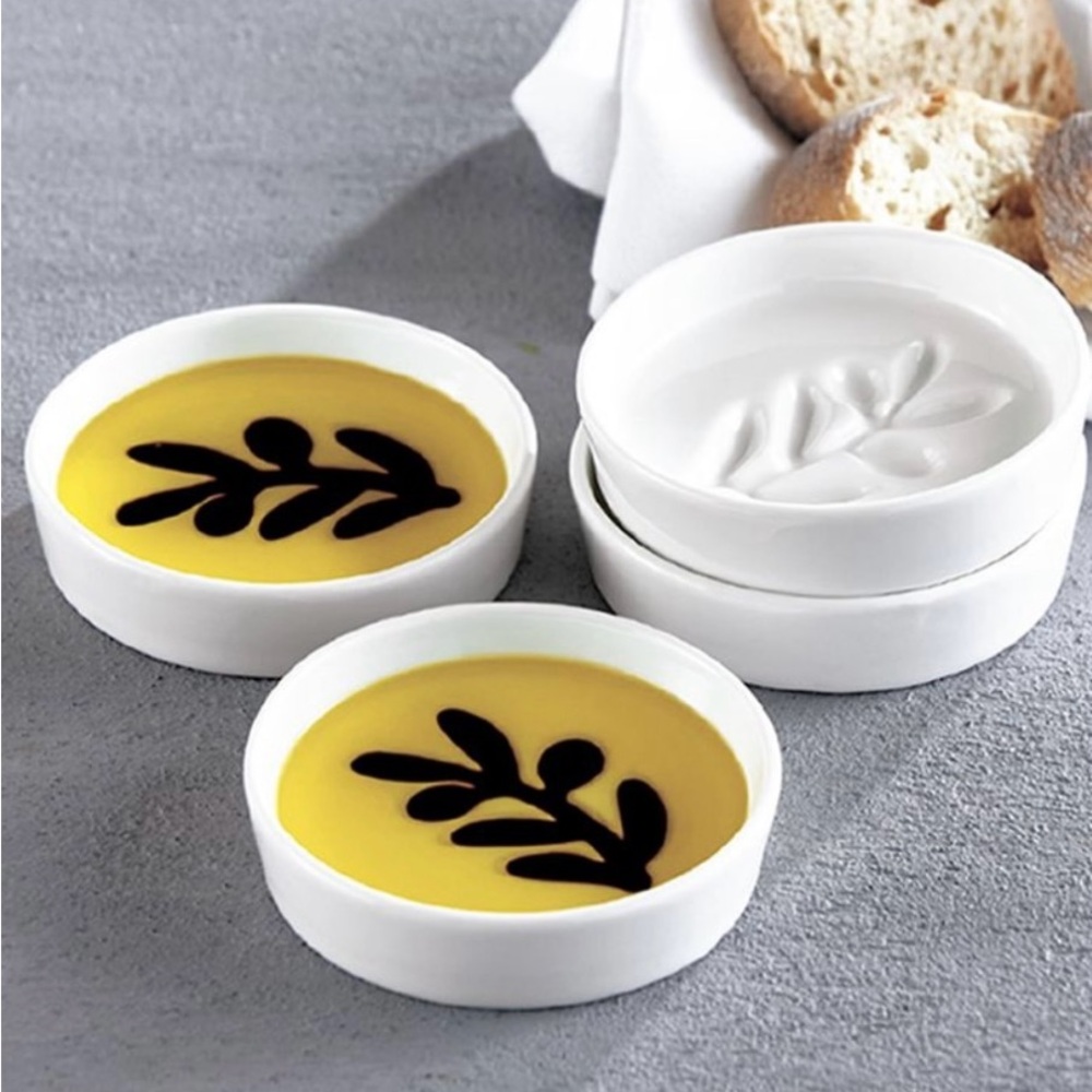 Porcelain Dipping Plates Set of 4 White